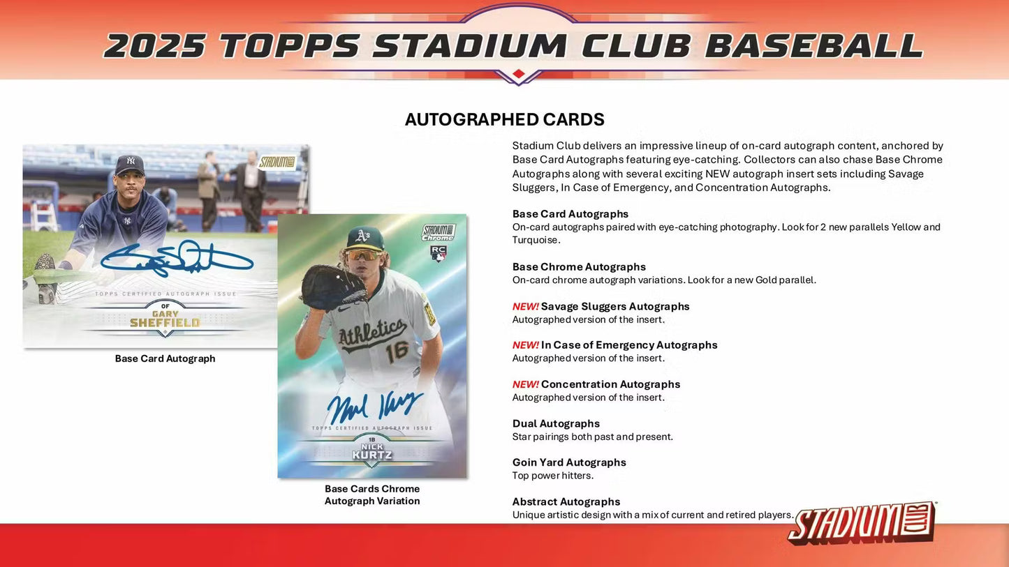 Topps Stadium Club MLB 2025 Blaster Box