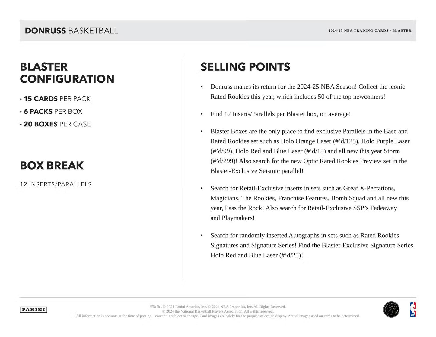 Panini Donruss NBA 2024/25 Blaster Box