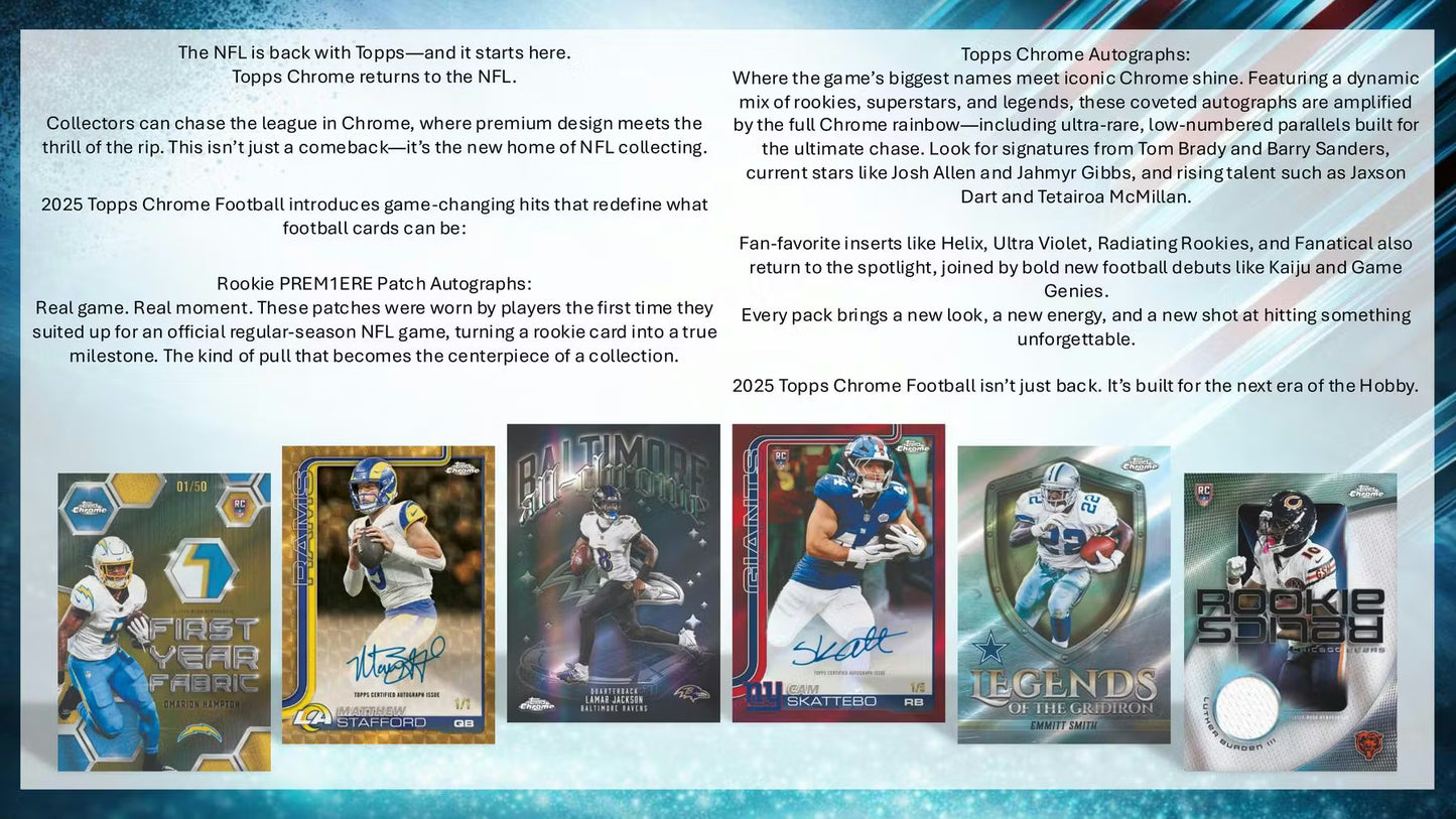 Topps Chrome NFL 2025 Hanger Box
