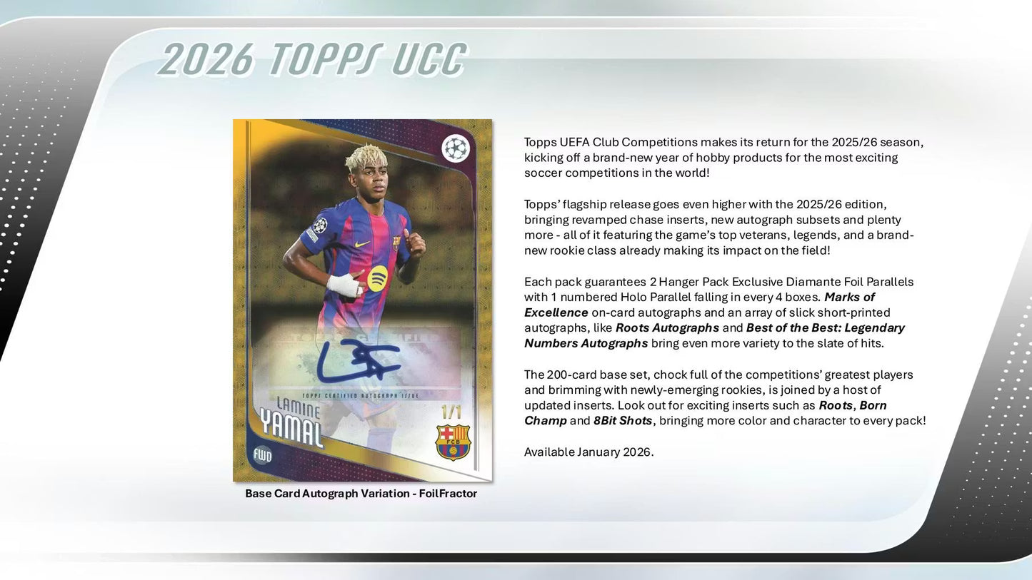 Topps UEFA Club Competitions 2025/26 Hanger Box